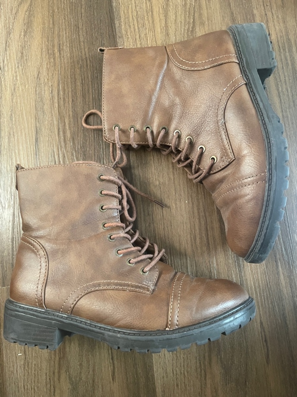 Brown Lace-Up Combat Boots
